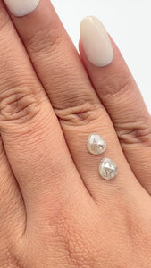 1.69cttw | Rustic  Pear Shape Rose Cut Diamond Matched Pair - Modern Rustic Diamond