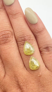 6.73cttw | Salt & Pepper Pear Shape Rose Cut Diamond Matched Pair - Modern Rustic Diamond