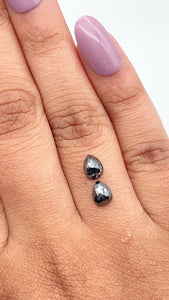 1.31cttw | Black Pear Shape Rose Cut Diamond Matched Pair - Modern Rustic Diamond