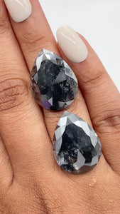 27.38cttw | Rustic  Pear Shape Rose Cut Diamond Matched Pair - Modern Rustic Diamond