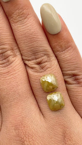 4.70cttw | Salt & Pepper Cushion Shape Rose Cut Diamond Matched Pair - Modern Rustic Diamond