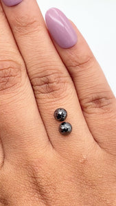 1.46cttw | Black Round Shape Rose Cut Diamond Matched Pair - Modern Rustic Diamond