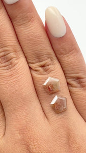 2.79cttw | Salt & Pepper Shield Shape Rose Cut Diamond Matched Pair - Modern Rustic Diamond