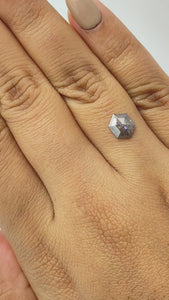 0.89ct | Salt & Pepper Hexagon Shape Rose Cut Diamond - Modern Rustic Diamond