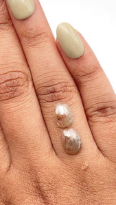 3.90cttw | Salt & Pepper Cushion Shape Rose Cut Diamond Matched Pair - Modern Rustic Diamond
