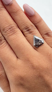 1.85ct | Salt & Pepper Shield Shape Rose Cut Diamond - Modern Rustic Diamond