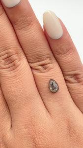 1.28ct | Salt & Pepper Pear Shape Rose Cut Diamond - Modern Rustic Diamond