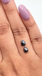 1.17cttw | Black Pear Shape Rose Cut Diamond Matched Pair - Modern Rustic Diamond