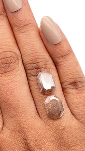 5.22cttw | Salt & Pepper Emerald Shape Rose Cut Diamond Matched Pair - Modern Rustic Diamond