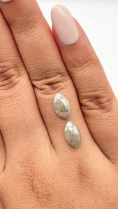 3.44cttw | Rustic  Marquise Shape Rose Cut Diamond Matched Pair - Modern Rustic Diamond