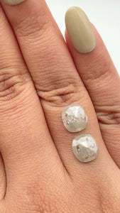 4.45cttw | Salt & Pepper Cushion Shape Rose Cut Diamond Matched Pair - Modern Rustic Diamond