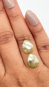 5.54cttw | Salt & Pepper Pear Shape Rose Cut Diamond Matched Pair - Modern Rustic Diamond