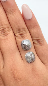 8.74cttw | Rustic  Cushion Shape Rose Cut Diamond Matched Pair - Modern Rustic Diamond