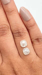 2.77cttw | Salt & Pepper Cushion Shape Rose Cut Diamond Matched Pair - Modern Rustic Diamond