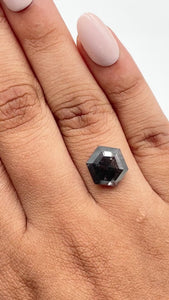 3.11ct | Salt & Pepper Hexagon Shape Rose Cut Diamond - Modern Rustic Diamond