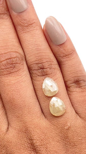 3.28cttw | Salt & Pepper Pear Shape Rose Cut Diamond Matched Pair - Modern Rustic Diamond