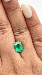 2.61ct | Brilliant Cut Cushion Shape Brazil Emerald - Modern Rustic Diamond