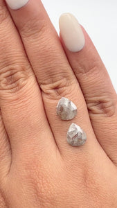 3.00cttw | Rustic  Pear Shape Rose Cut Diamond Matched Pair - Modern Rustic Diamond