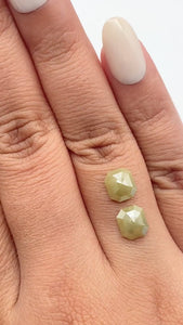 2.81cttw | Salt & Pepper Emerald Shape Rose Cut Diamond Matched Pair - Modern Rustic Diamond