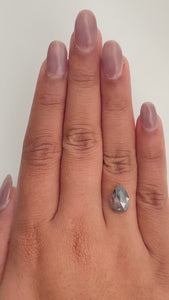 3.92ct | Salt & Pepper Pear Shape Rose Cut Diamond - Modern Rustic Diamond
