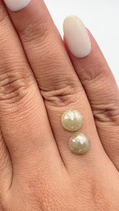 3.67cttw | Salt & Pepper Round Shape Rose Cut Diamond Matched Pair - Modern Rustic Diamond