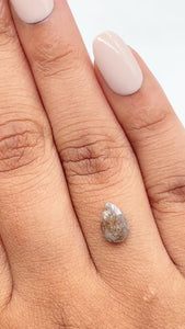 0.83ct | Salt & Pepper Pear Shape Rose Cut Diamond - Modern Rustic Diamond