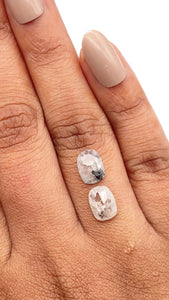 2.48cttw | Salt & Pepper Cushion Shape Rose Cut Diamond Matched Pair - Modern Rustic Diamond