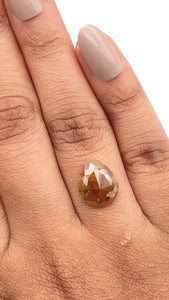 2.80ct | Salt & Pepper Pear Shape Rose Cut Diamond - Modern Rustic Diamond