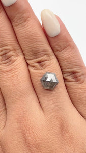 2.97ct | Salt & Pepper Hexagon Shape Rose Cut Diamond - Modern Rustic Diamond