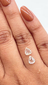 1.15cttw | L-M SI Pear Shape Rose Cut Diamond Matched Pair - Modern Rustic Diamond