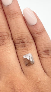 1.82ct | Salt & Pepper Emerald Shape Rose Cut Diamond - Modern Rustic Diamond