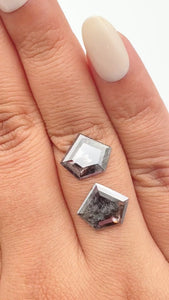 3.65cttw | Rustic Shield Shape Rose Cut Diamond Matched Pair - Modern Rustic Diamond