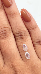 0.84cttw | G-H SI1-SI2 Pear Shape Rose Cut Diamond Matched Pair - Modern Rustic Diamond
