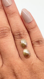 3.45cttw | Salt & Pepper Cushion Shape Rose Cut Diamond Matched Pair - Modern Rustic Diamond