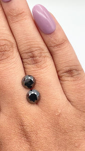 3.52cttw | Black Round Shape Brilliant Cut Diamond Matched Pair - Modern Rustic Diamond