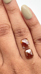 4.21cttw | Salt & Pepper Emerald Shape Rose Cut Diamond Matched Pair - Modern Rustic Diamond