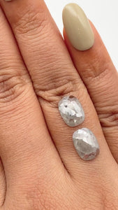 3.31cttw | Salt & Pepper Cushion Shape Rose Cut Diamond Matched Pair - Modern Rustic Diamond
