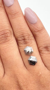 1.89cttw | Rustic  Hexagon Shape Rose Cut Diamond Matched Pair - Modern Rustic Diamond