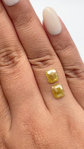 2.38cttw | Rustic  Cushion Shape Rose Cut Diamond Matched Pair - Modern Rustic Diamond