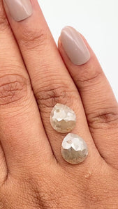 5.94cttw | Salt & Pepper Pear Shape Rose Cut Diamond Matched Pair - Modern Rustic Diamond