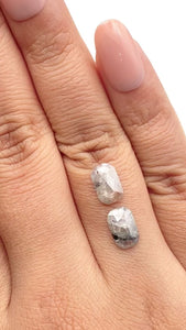 2.62cttw | Rustic  Cushion Shape Rose Cut Diamond Matched Pair - Modern Rustic Diamond