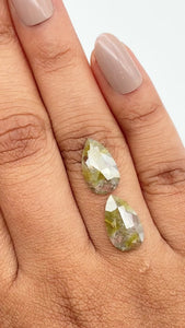 4.66cttw | Salt & Pepper Pear Shape Rose Cut Diamond Matched Pair - Modern Rustic Diamond