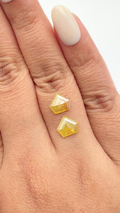 2.23cttw | Rustic  Shield Shape Rose Cut Diamond Matched Pair - Modern Rustic Diamond