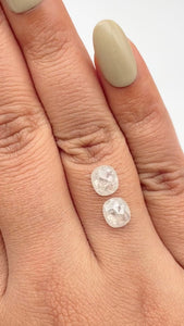 2.37cttw | Rustic  Cushion Shape Rose Cut Diamond Matched Pair - Modern Rustic Diamond