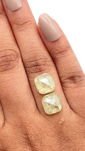 8.36cttw | Salt & Pepper Cushion Shape Rose Cut Diamond Matched Pair - Modern Rustic Diamond