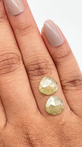 4.69cttw | Salt & Pepper Pear Shape Rose Cut Diamond Matched Pair - Modern Rustic Diamond