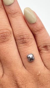 1.26ct | Salt & Pepper Emerald Shape Rose Cut Diamond - Modern Rustic Diamond