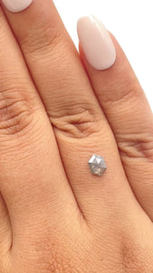 0.52ct | Salt & Pepper Hexagon Shape Rose Cut Diamond - Modern Rustic Diamond
