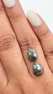 5.66cttw | Rustic  Pear Shape Rose Cut Diamond Matched Pair - Modern Rustic Diamond