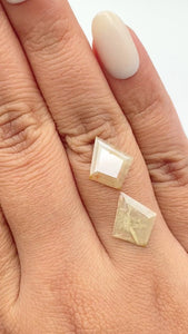 2.68cttw | Rustic  Kite Shape Rose Cut Diamond Matched Pair - Modern Rustic Diamond